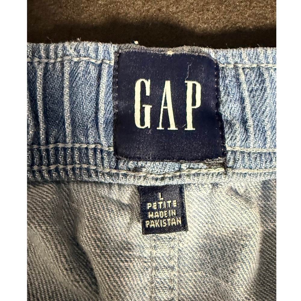 GAP Easy Jean Cargo Pants Large Petite Indigo Drawstring Utility Pockets - Picture 4 of 8